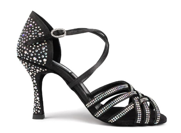 PD LEONOR Black Satin & Crystals